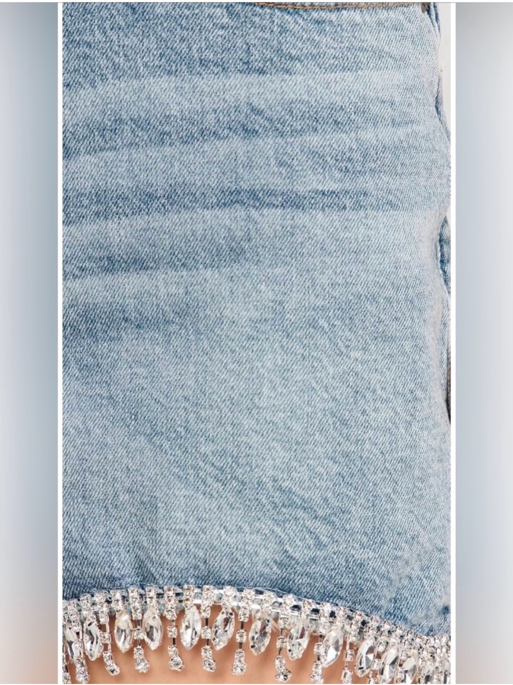 NWT Good American-sz 30-Blue Distressed Denim Shorts with Beautiful Rhinestones! - Picture 3 of 8